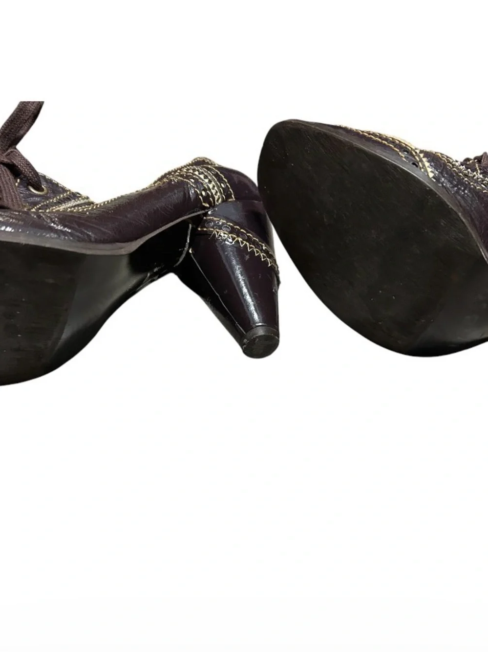 Ginita Women's Espresso Lace-Up Oxford Heels Sz 8.5